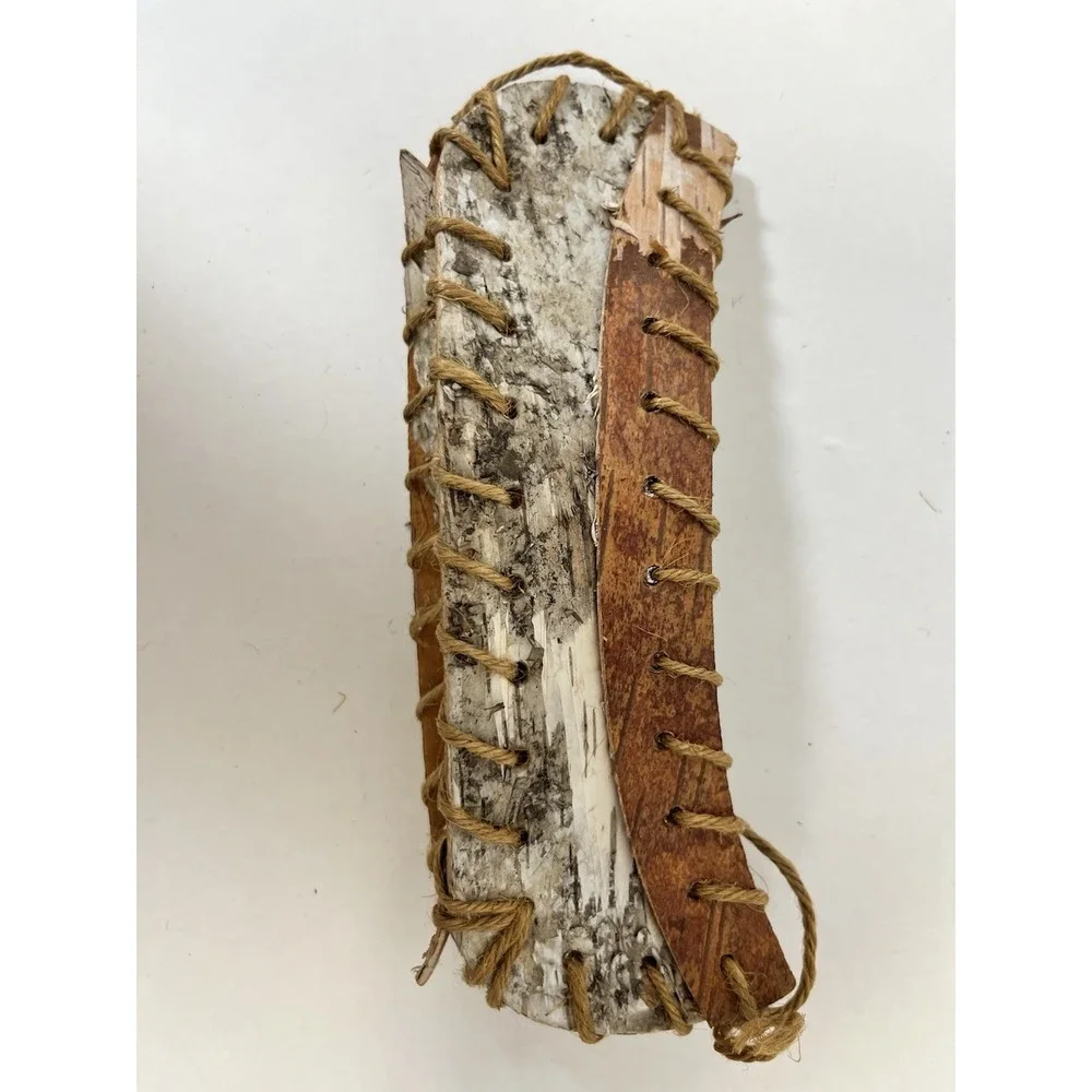 Vintage Rustic Toy Birch Bark Canoe 8" Long Hand Made - Picture 6 of 11